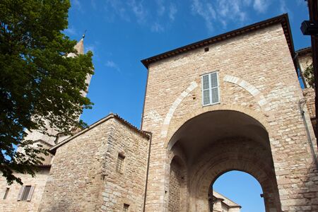 View of the access door to the town of Assisi, Umbria - Italyの写真素材