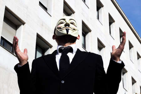 the business man with mask loserの写真素材