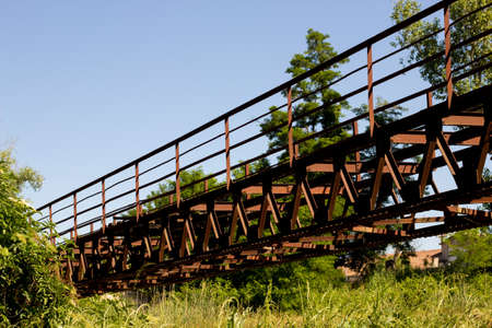 Horizontal image of bridge in the forestの写真素材