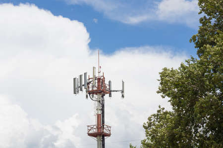 Red Communications Tower for microwave signalの写真素材