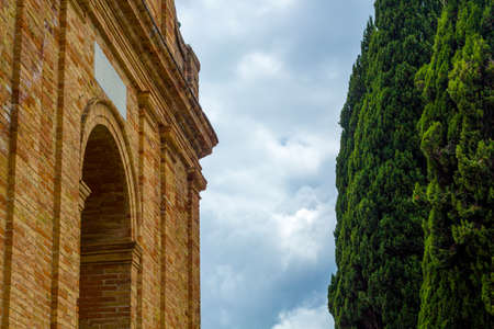 church in the park in the day of rainの写真素材