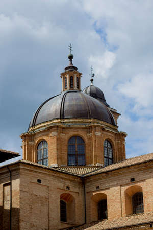 close-up of dome of old church in Italyの写真素材