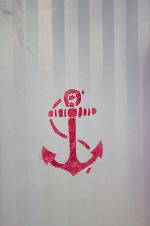 red anchor stencil in the cabinの写真素材