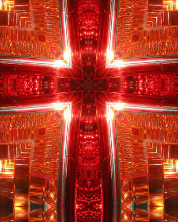 kaleidoscope cross: red and orange taillightの写真素材