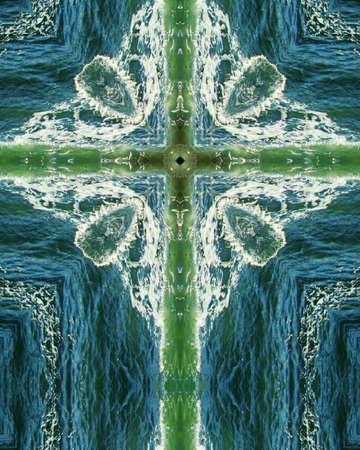 kaleidoscope cross:  green waveの写真素材