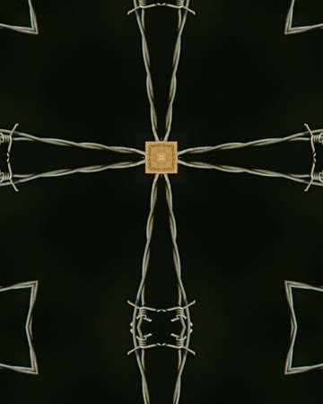 kaleidoscope cross:  barbed wireの写真素材