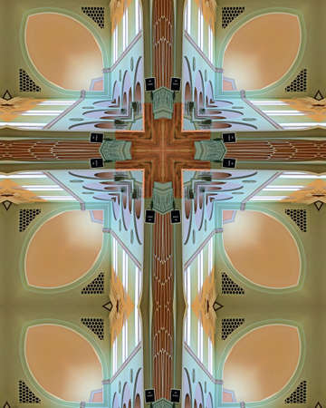 kaleidoscope cross:  Mt. Angel Abbey ceilingの写真素材