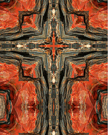 kaleidoscope cross:  petrified wood2, Arizonaの写真素材