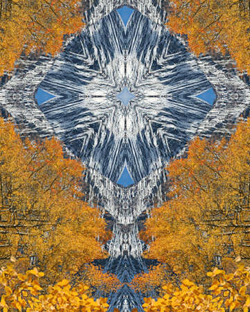 Maroon Bells and Autumn Aspens kaleidoscope crossの写真素材