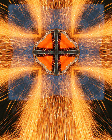 kaleidoscope cross:  welder sparks10の写真素材