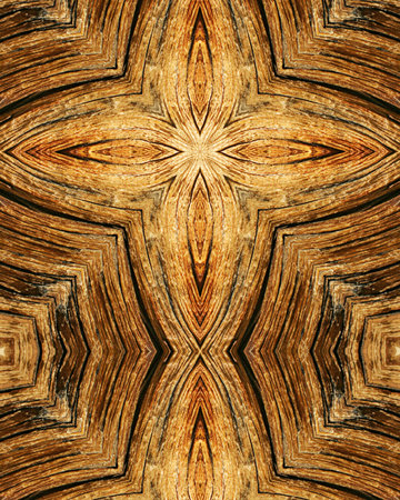 kaleidoscope cross:  wood grains の写真素材