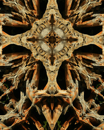 kaleidoscope cross:  wood grains の写真素材