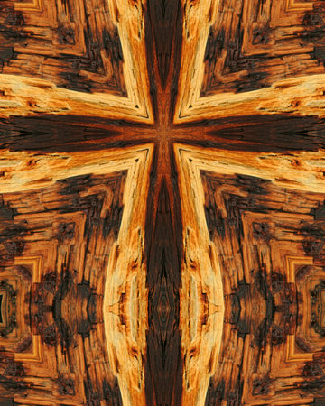 kaleidoscope cross:  wood grains の写真素材