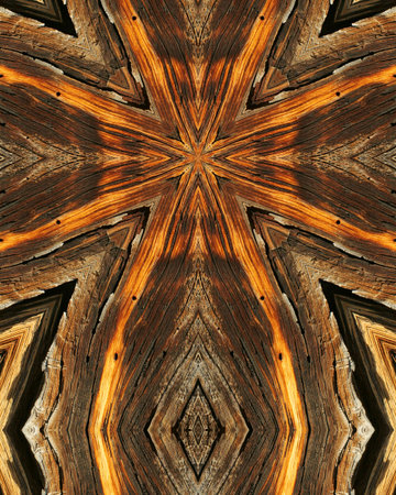 kaleidoscope cross:  wood grains の写真素材