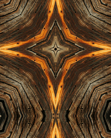 kaleidoscope cross:  wood grains の写真素材