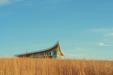 Heritage Center and tall grass prairie 2; Homestead National Monument of America; Beatrice, Nebraskaの写真素材