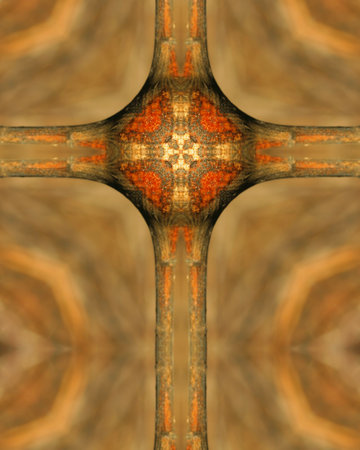 kaleidoscope cross: brown plant with orange top, autumnの写真素材