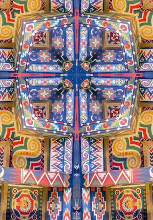 kaleidoscope cross: painted ceiling detail, Marland Mansion, Ponca City, Oklahoma