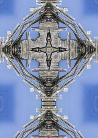 kaleidoscope cross:  traditional wooden fence, Newfoundlandの写真素材