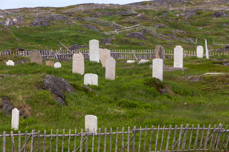 old cemetery with wooden fences; Fogo Island, Newfoundlandのeditorial素材