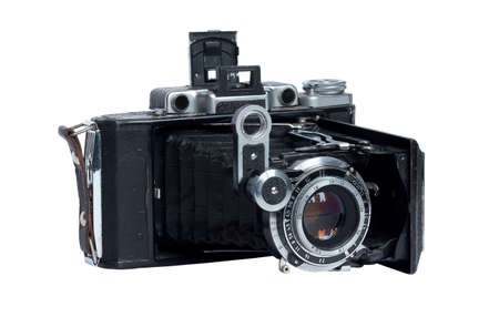 Vintage camera from 1960-1970 isolated on white background.の写真素材