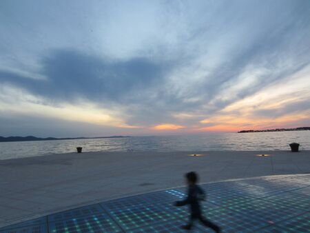 Sea Organ and Light Show Sunset Zadar Old Town Croatiaの写真素材
