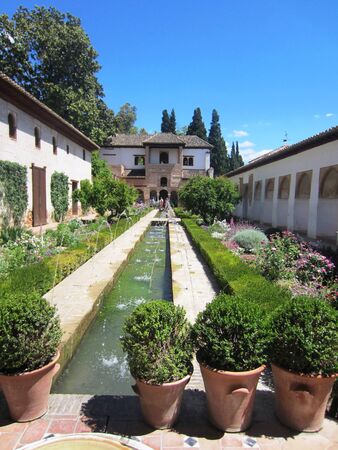 Alhambra Garden Granada Spain in Summerのeditorial素材