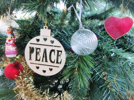 Peace and Love Heart Christmas Tree Decorationsの写真素材