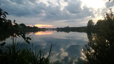 Whittlingham Broad Norfolk in Winter at Sunsetの写真素材