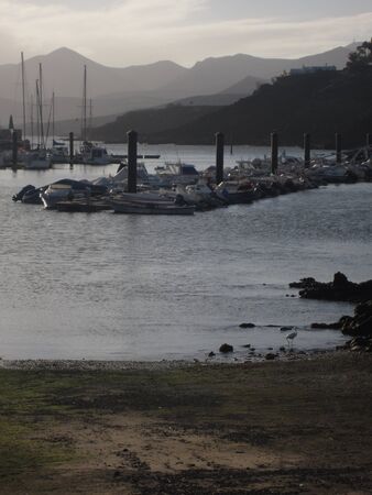 Dusk at Lanzarote Harbour Canary Islands Spainの写真素材