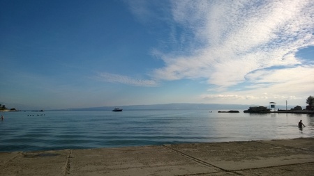 View from the swimming area of the sea off Split Croatia on holiday in Summer
