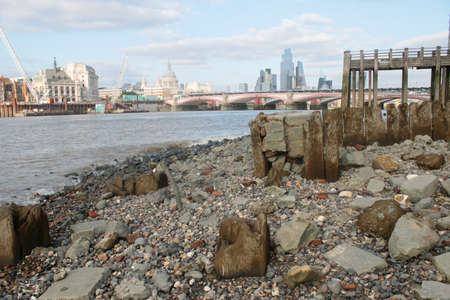 London, England / UK - September 3 2021: Landscape city view with skyscrapers on River Thames from south bank by Vauxhall Bridge Tate Modern and Globe theatre historic St Paul's cathedral backgroundのeditorial素材