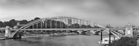 iron bridge in the center of Parisの写真素材