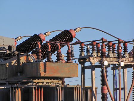 electric plant detail with sunset light