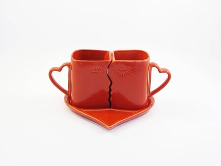 kissing cups for valentine's dayの写真素材