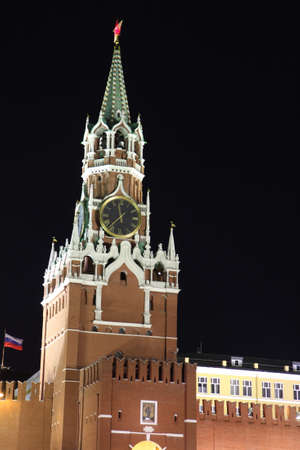 detail of kremlin tower gate by nightの写真素材
