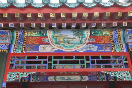 chinese decoration on the roofの写真素材