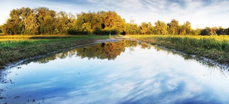 sunset in autumnの写真素材