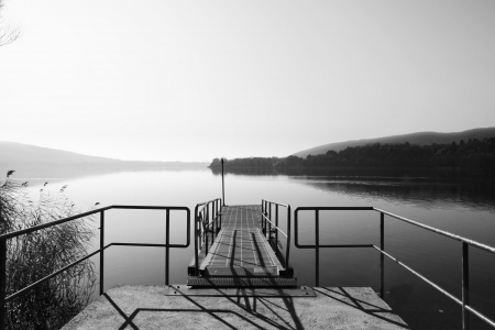 ramp in the lakeの写真素材