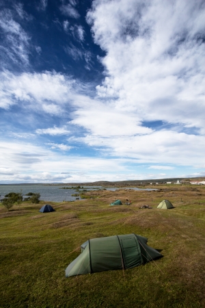 camping near the lake in summer timeの写真素材