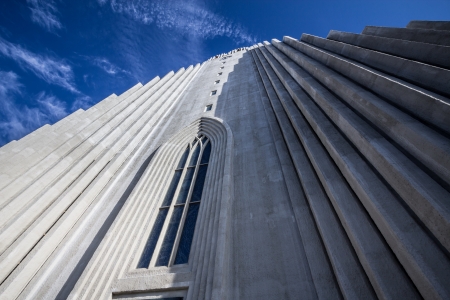 main church in reykjavik cityの写真素材