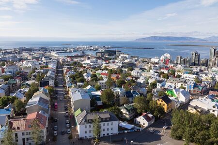 aereal overview of Reykjavik roofs