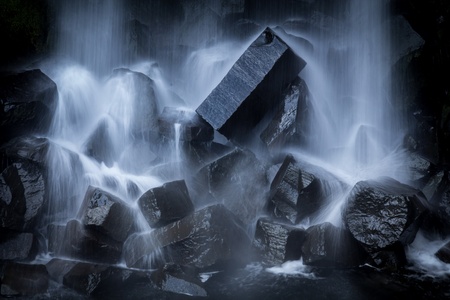 Svartifoss waterfall and basalt columns Icelandの写真素材