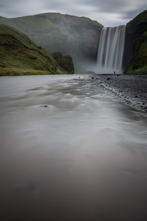 skogafoss waterfalls view  in iceland の写真素材
