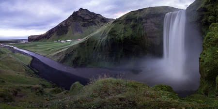 Skógafoss waterfallの写真素材
