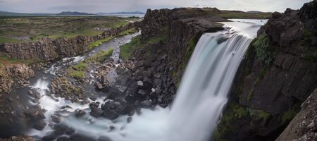 waterfall in thingvellirの写真素材