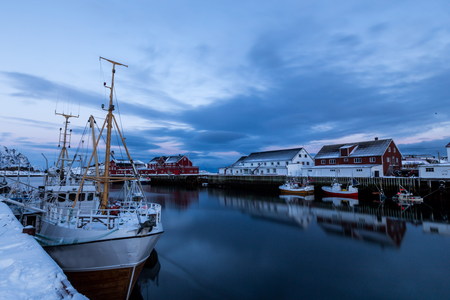 tipical village in lofoten icelandの写真素材