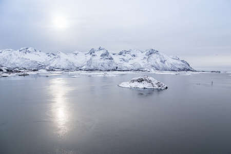 norway fjord in lofoten icelandの写真素材