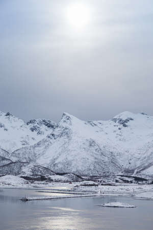 norway fjord in lofoten icelandの写真素材