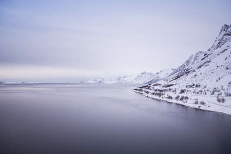 norway fjord in lofoten icelandの写真素材